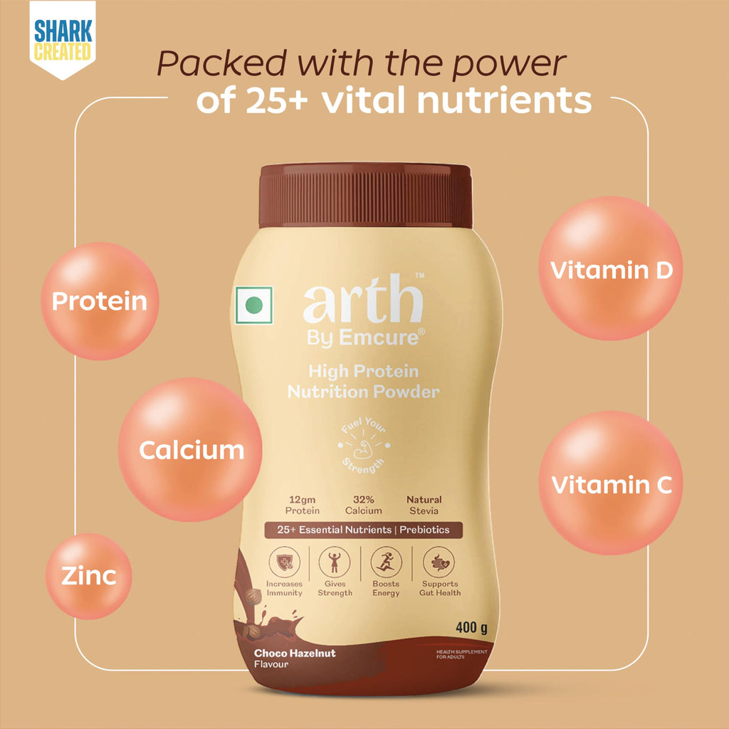 Arth High Protein Nutrition Powder - Choco Hazelnut Flavour | Grocsy