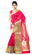 Varkala Silk Sarees Women's Paithani Silk Blend Saree With Blouse Piece | Grocsy