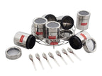 HAZEL Stainless Steel Masala Container|Masala Boxes for Kitchen with 7 Spoons(Set of 7) | Grocsy