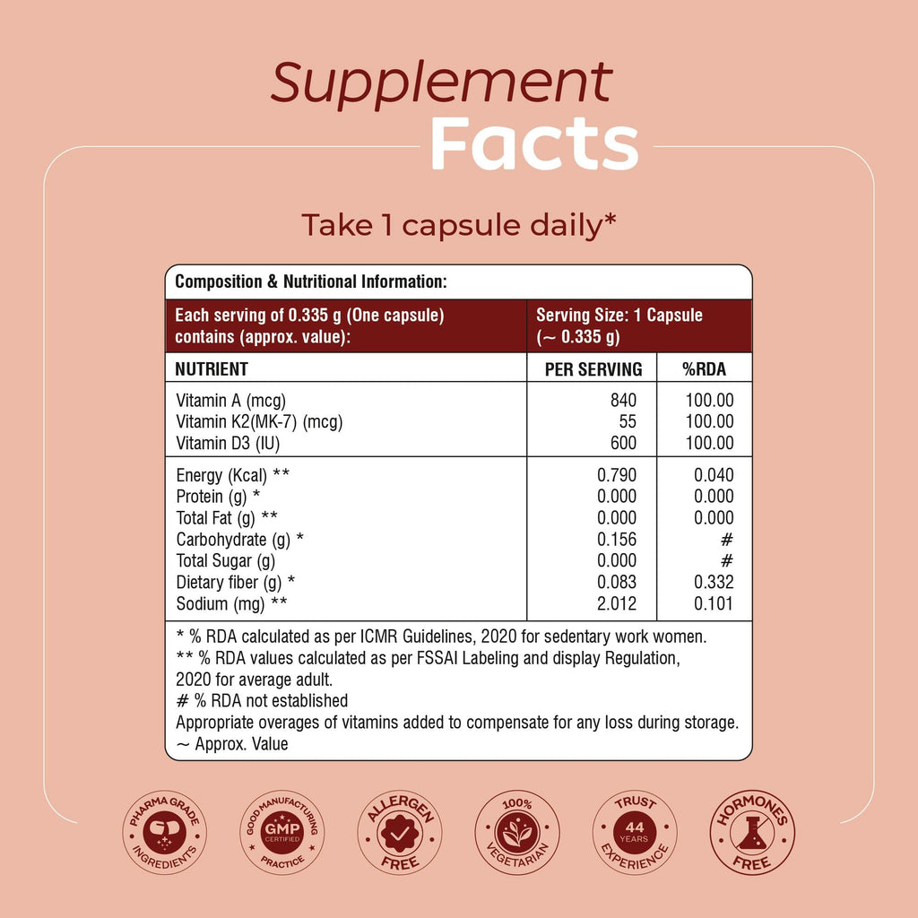 Arth Multivitamin Supplement With Vitamins A, D3 & K2 Capsules | Grocsy