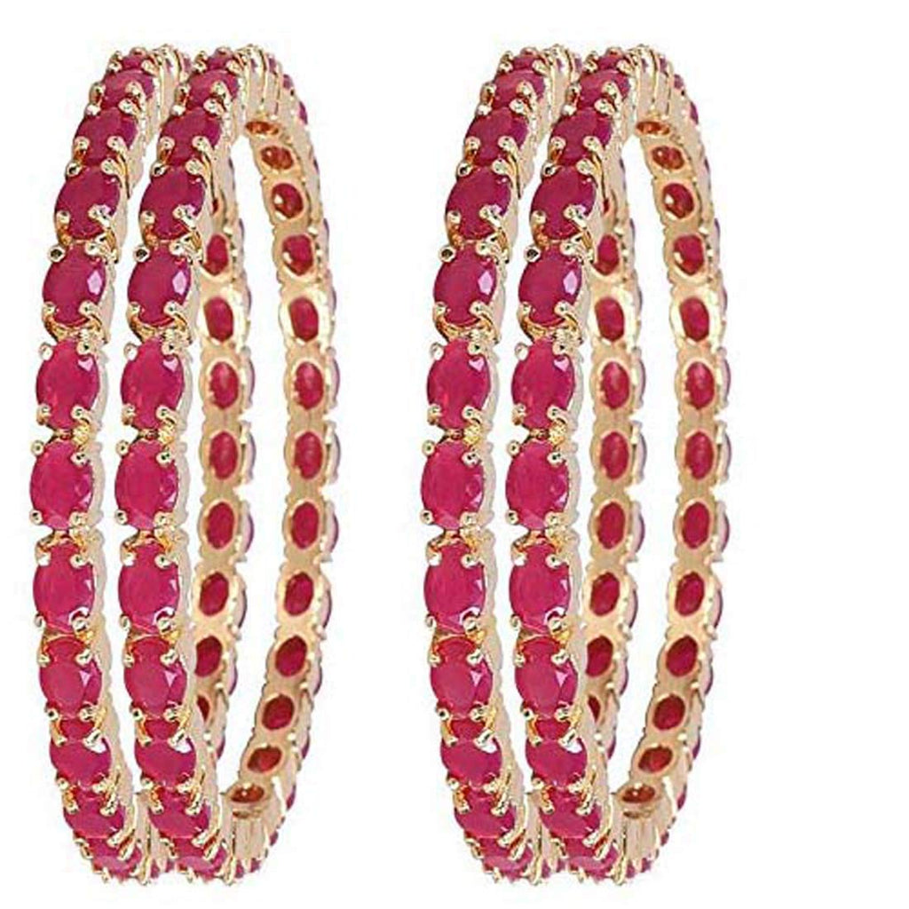 Gold-Polished Alloy Ruby Ad 4 Bangles Set - The Pari