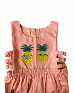 ArthLife Peach Pineapple Embroidered Dress | Grocsy