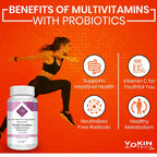 Vokin Biotech Multivitamin with Probiotics, With Vitamin C, Vitamin B, Vitamin D, Zinc, Supports Immunity and Gut health, For (Multivitamin For Women) | Grocsy