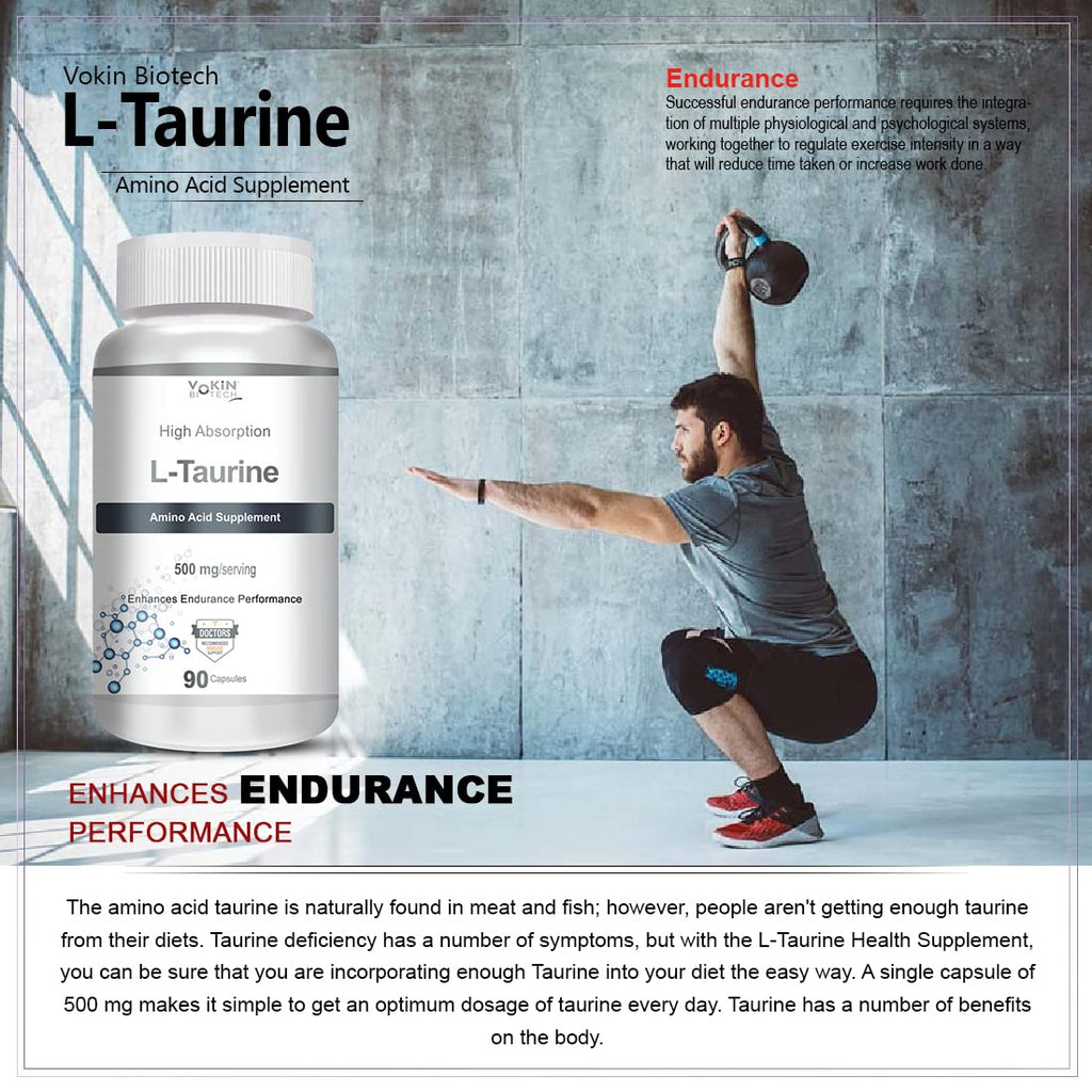 Vokin biotech L-Taurine - Amino Acid Supplement - 500mg | Grocsy