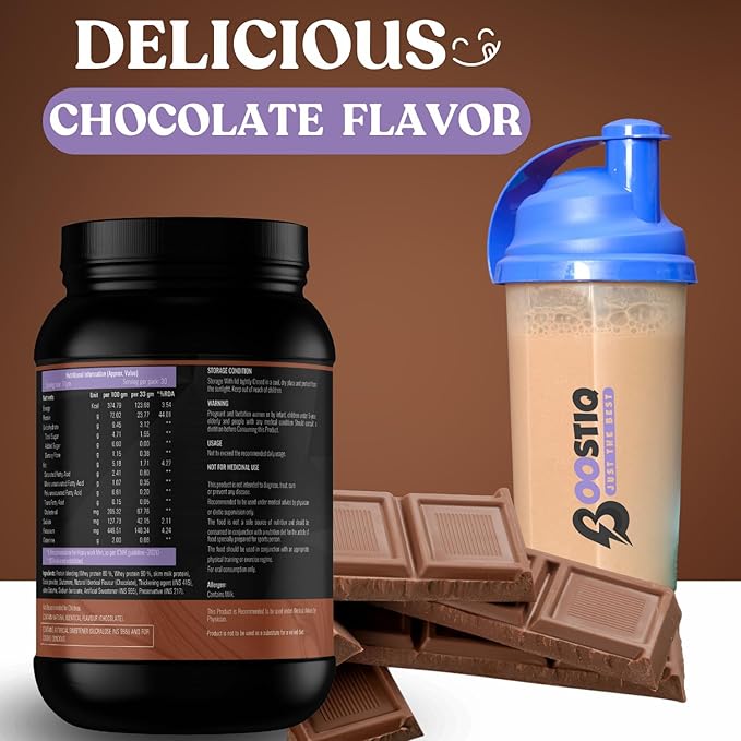 BOOSTIQ Whey Protein Concentrate Powder - Chocolate Flavour | Grocsy