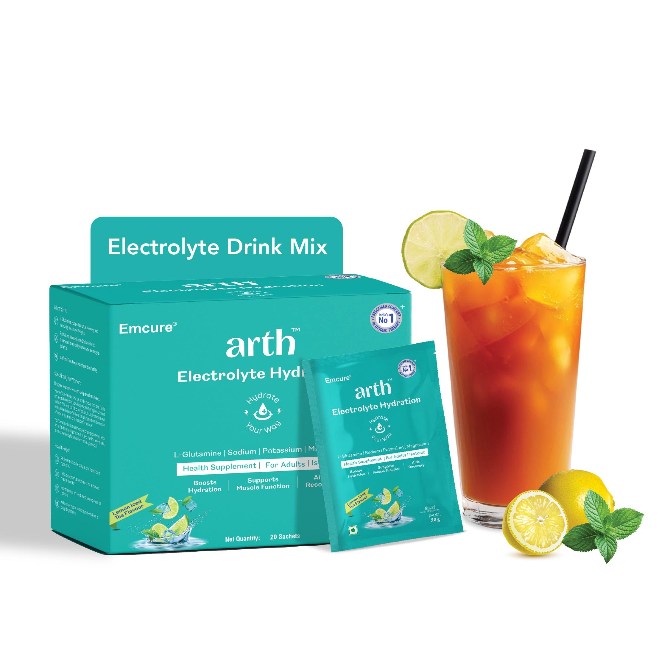 Arth Electrolyte Powder - Lemon Iced Tea Flavour | Grocsy