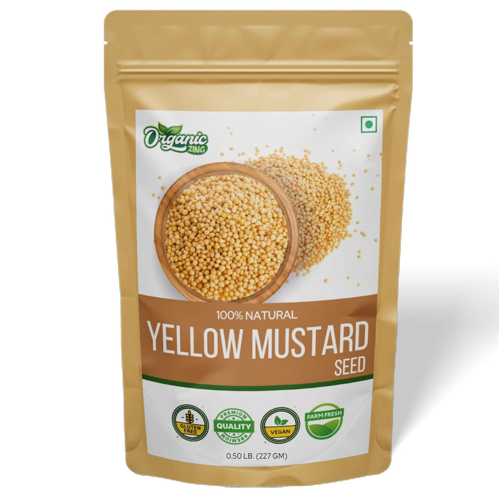 Organic Zing Yellow Mustard Seeds | Whole Yellow Mustard Seed for Pickles & Cooking | 100% Raw Mustard Seeds | Grocsy