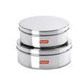 Sumeet Stainless Steel Flat Canisters/Storage Containers Set Of 2Pcs (1.2Ltr,1.5Ltr) | Grocsy