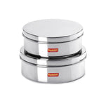 Sumeet Stainless Steel Flat Canisters/Storage Containers Set Of 2Pcs (1.2Ltr,1.5Ltr) | Grocsy