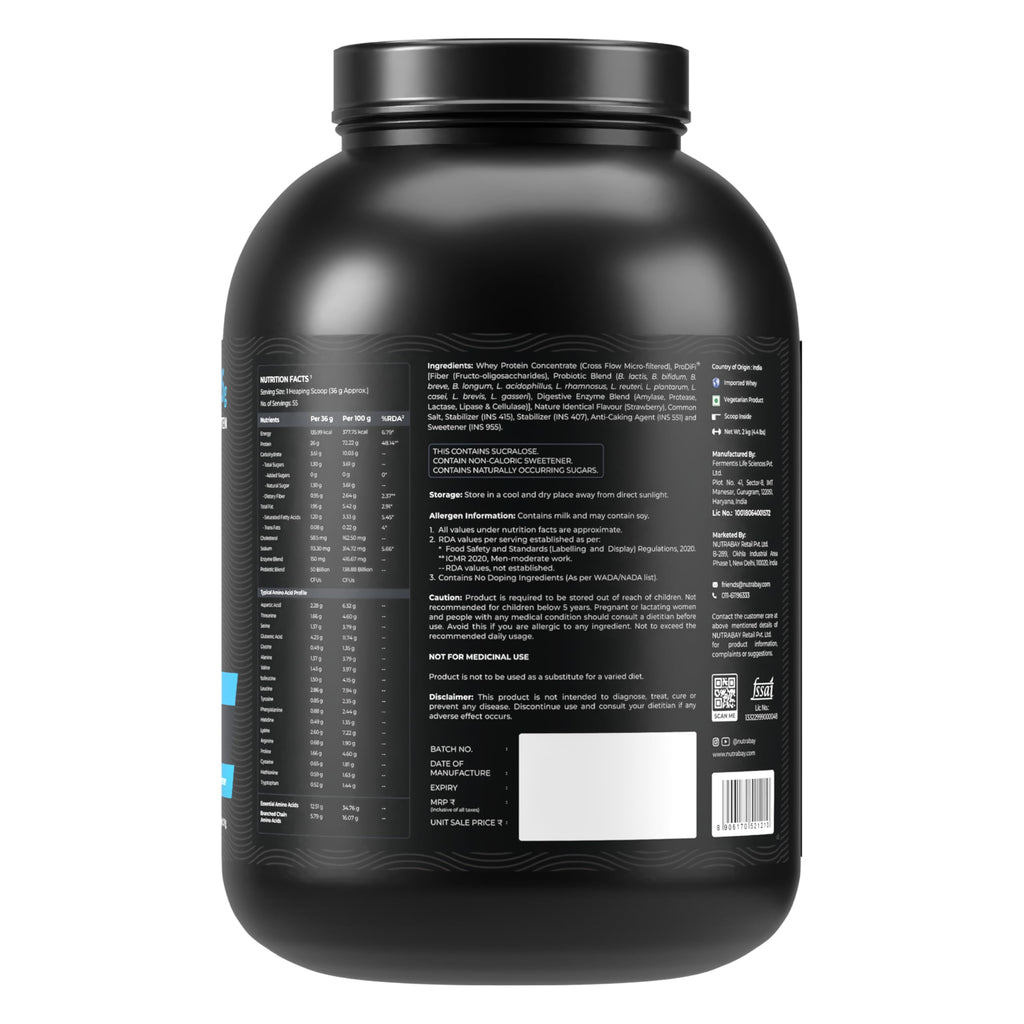 Nutrabay BioAbsorb Whey ProDiFi for Ultra-Fast Absorption - Strawberry Flavour | Grocsy