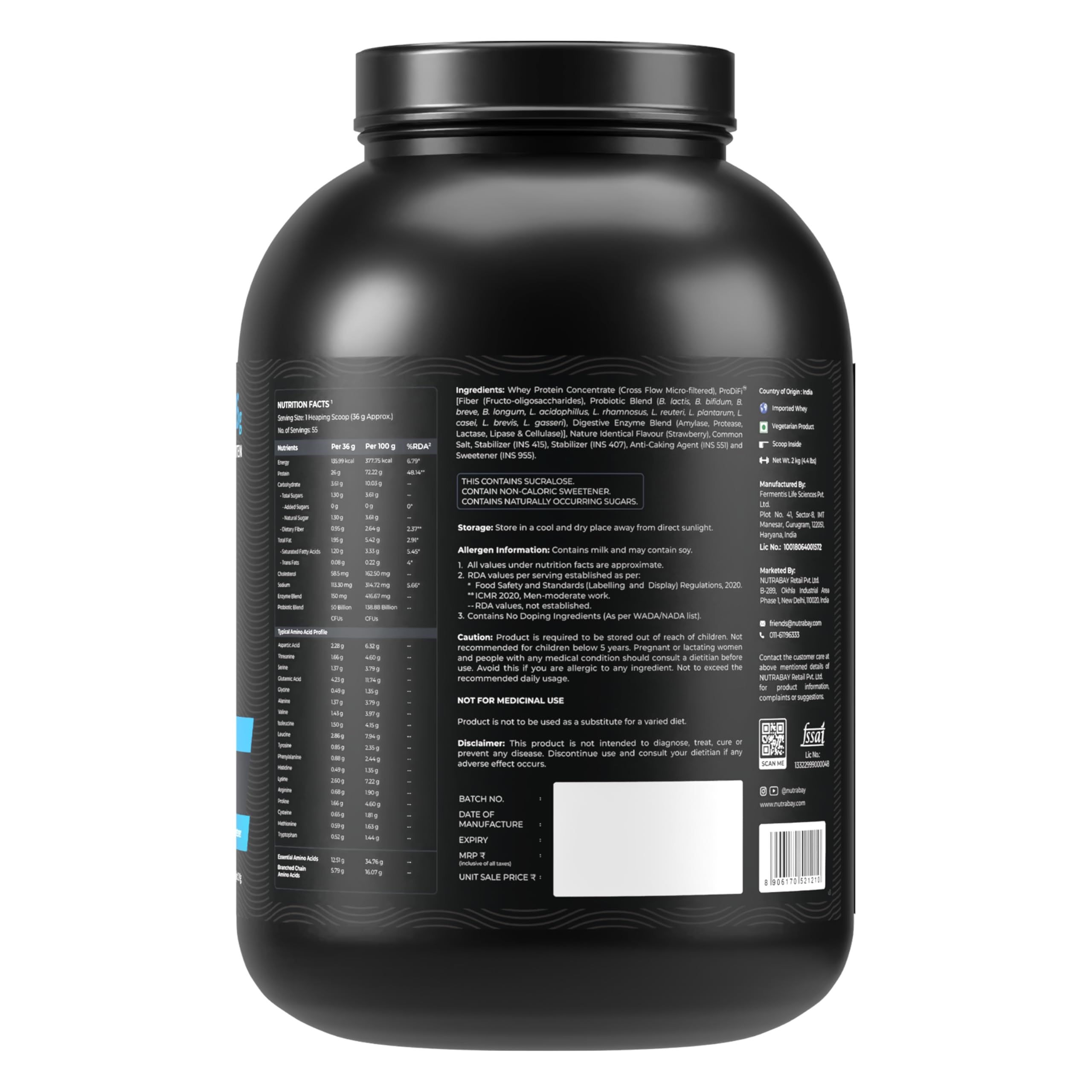 Nutrabay BioAbsorb Whey ProDiFi for Ultra-Fast Absorption - Strawberry Flavour | Grocsy