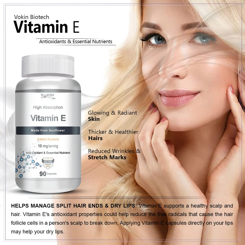 Vokin Biotech Natural Vitamin E from Sunflower - D-Alpha-Tocpherol - 10mg | Grocsy