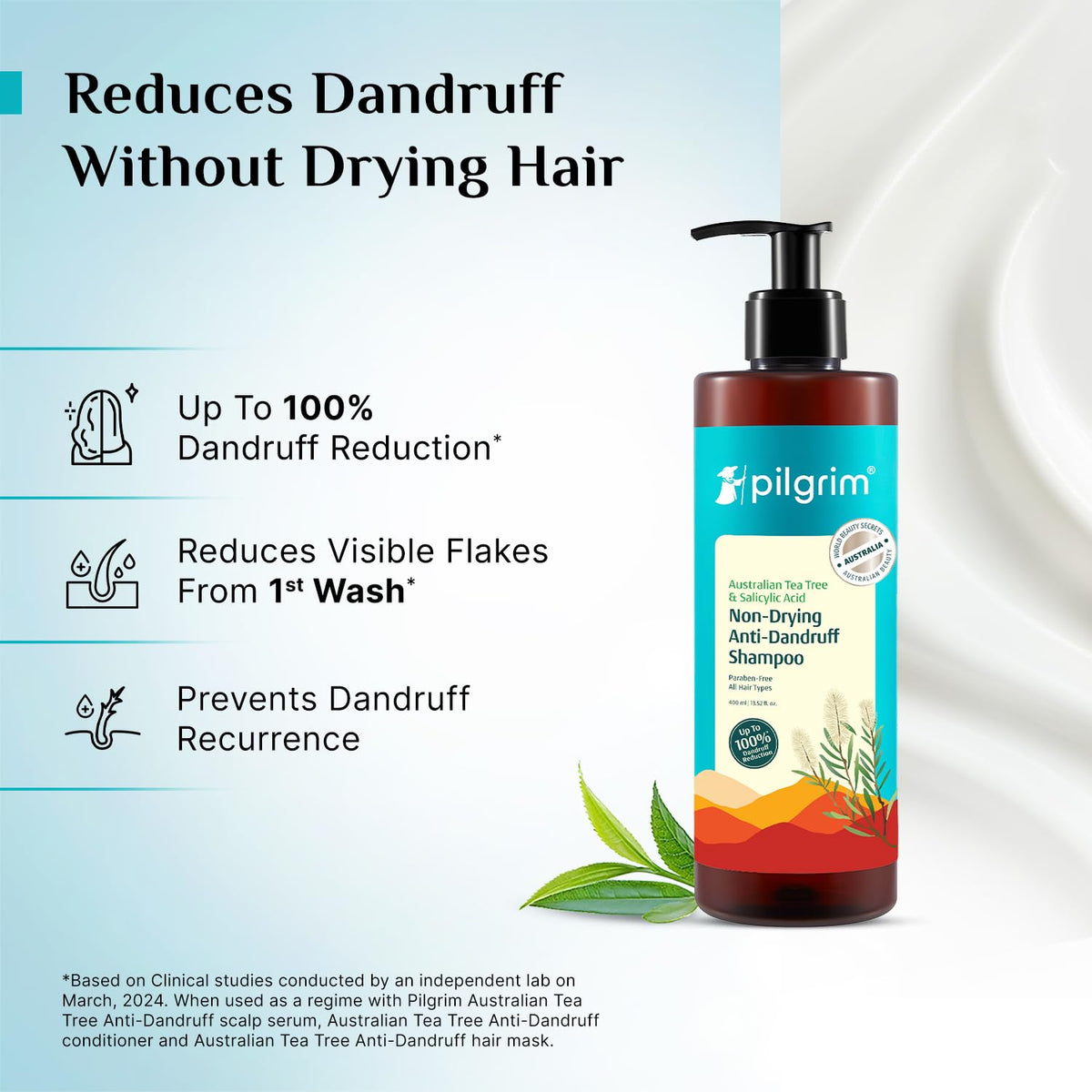Pilgrim Australian Tea Tree Non-Drying Anti-Dandruff Shampoo | Grocsy