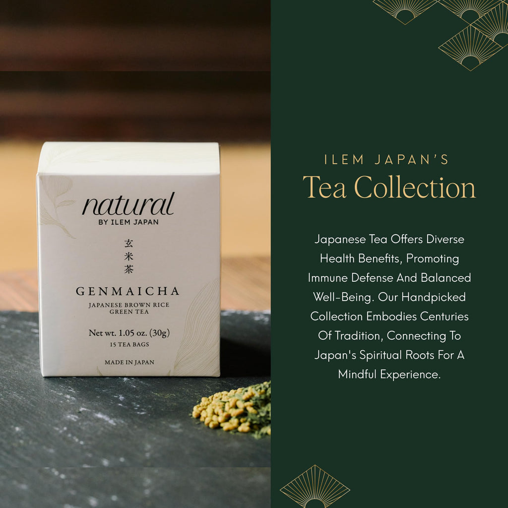 ILEM JAPAN Genmaicha Japanese Brown Rice Roasted Green Tea | Grocsy