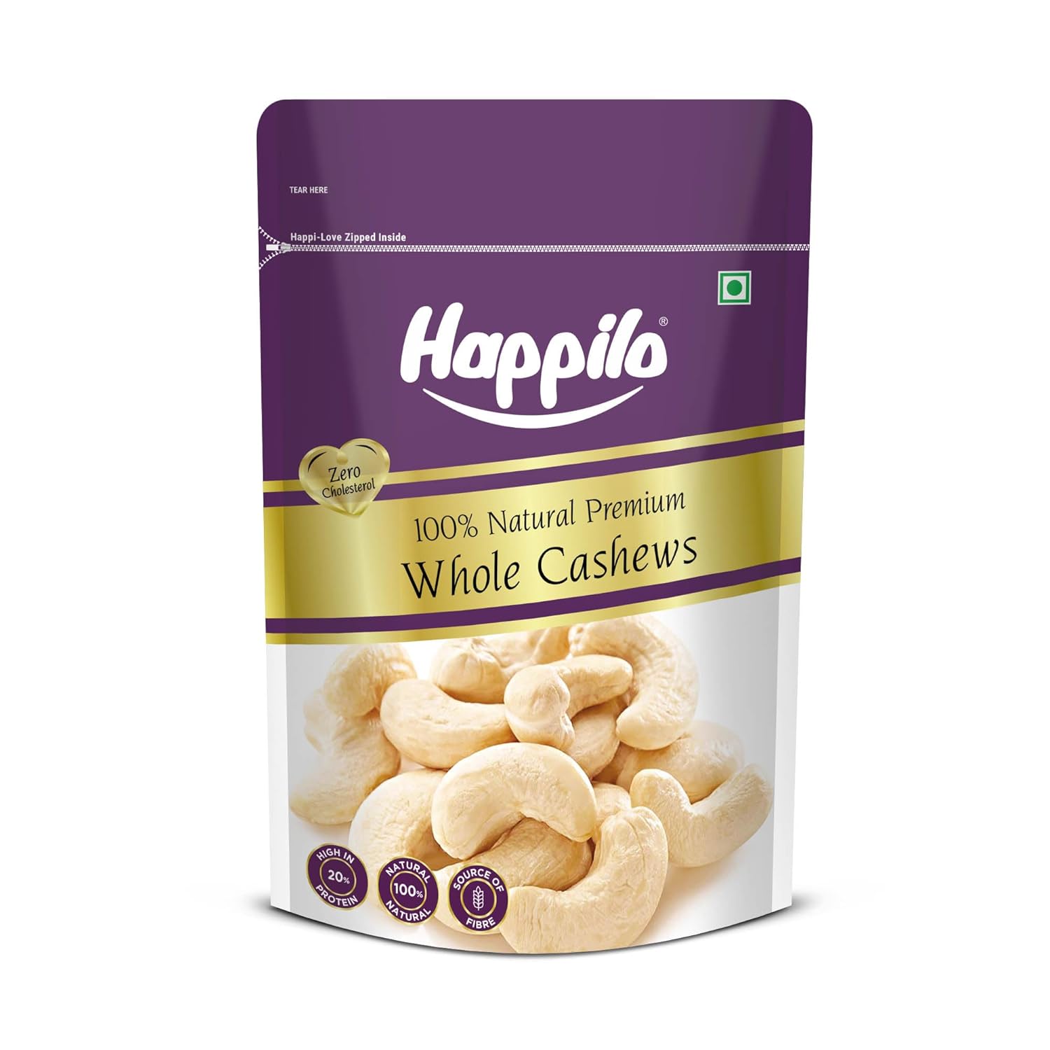 Happilo Premium Whole Cashew Nuts | Grocsy