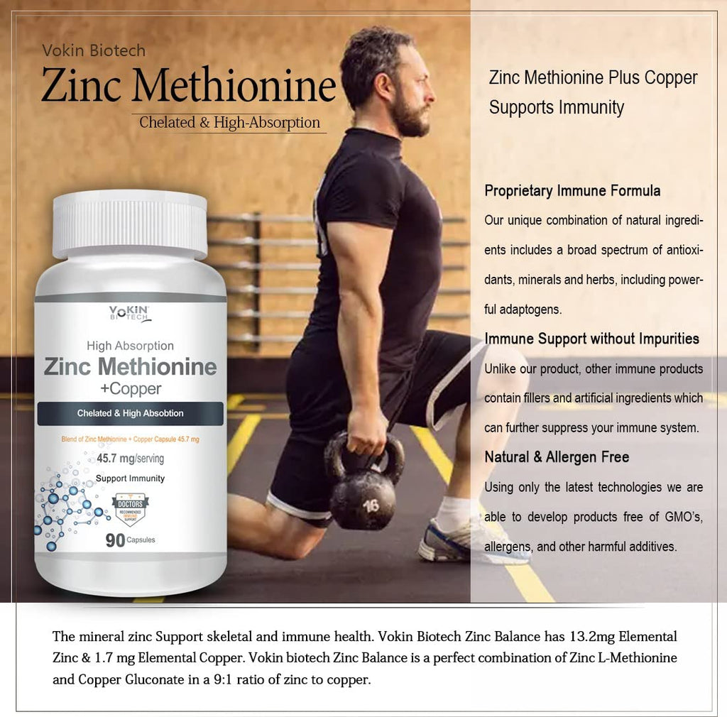 Vokin Biotech Zinc Methionine Plus Copper, Supports Immunity Capsules | Grocsy