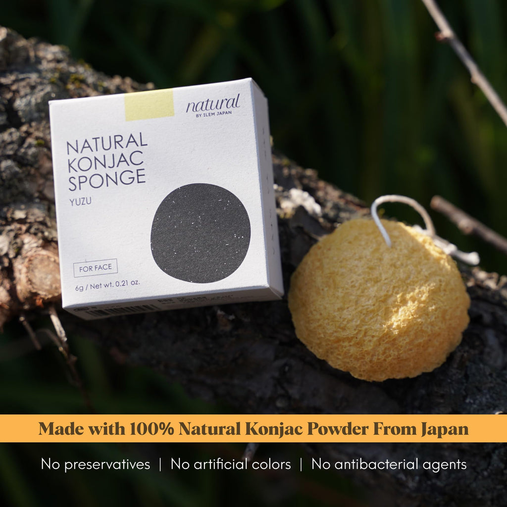 ILEM JAPAN Natural Japanese Konjac Sponge Face | Grocsy