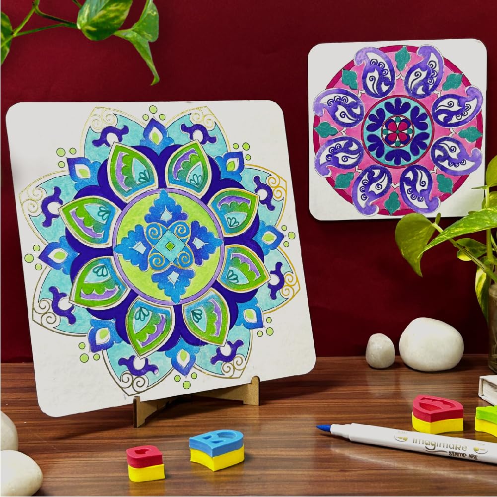 Imagimake Mandala Art Kit | Watercolor Paint Set | 12 Exciting Mandala Projects in Arts and Crafts for Kids Ages 8-12-14-16 | Craft Kits for Adults & Kids | 8 Year Old Girl Birthday Gifts | Grocsy