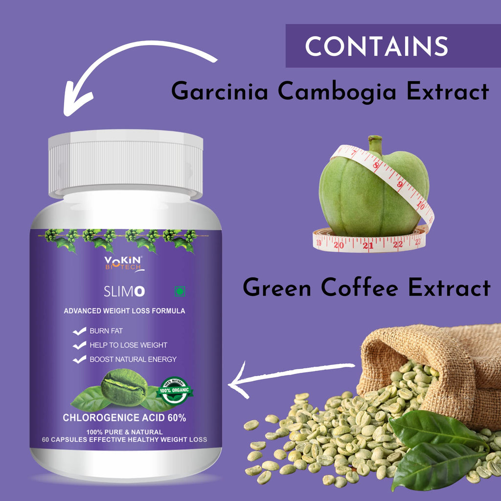 Vokin Biotech Slimo Advanced Weight Loss Formula with Green Coffee Extract 100mg and Garcinia Cambogia Extract 500mg Fat Burner for Men and Women | Grocsy