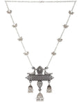 Silver-Plated Alloy Long Designer Oxidised Necklace - The Pari | Grocsy