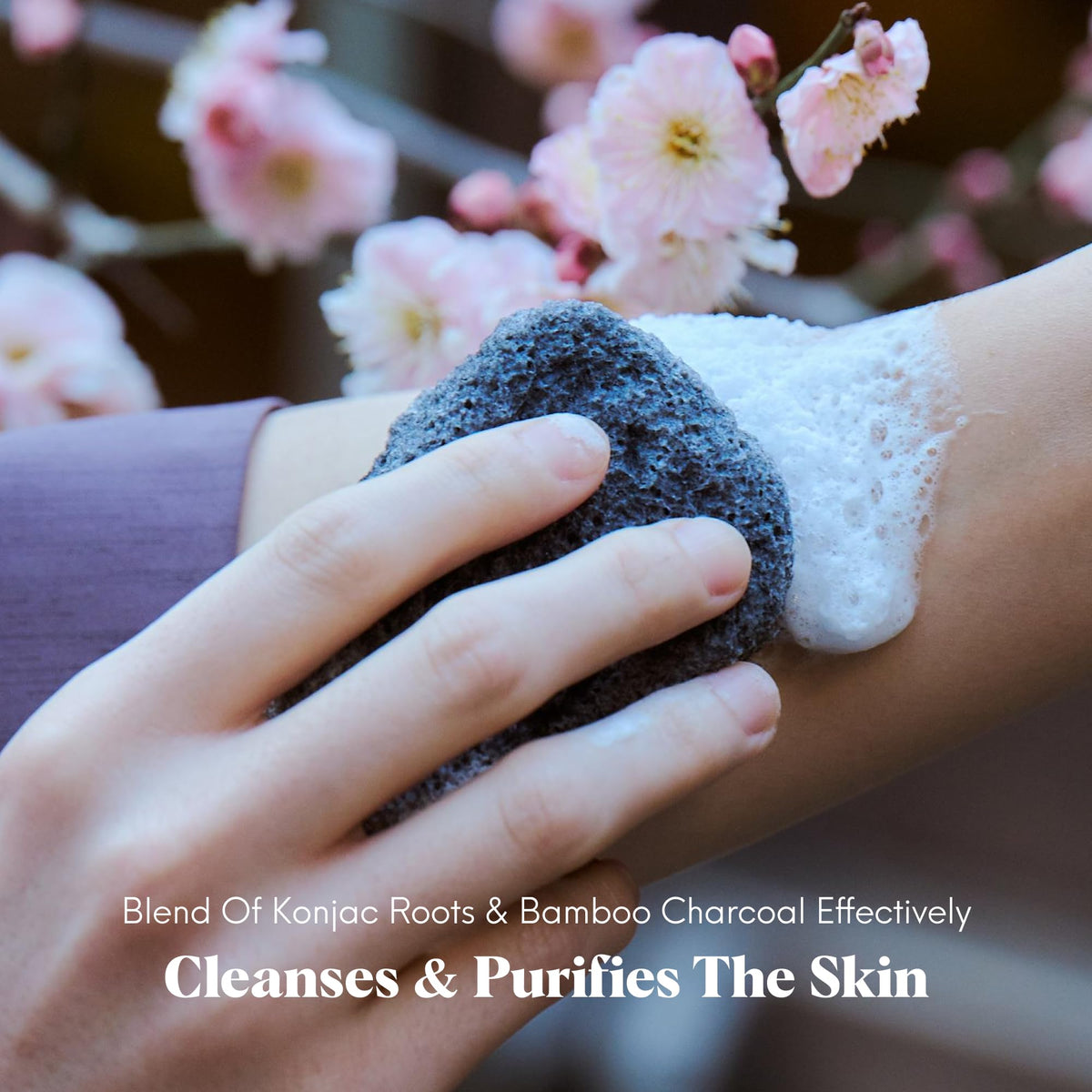 ILEM JAPAN Natural Konjac Sponge Body (Charcoal) | Grocsy
