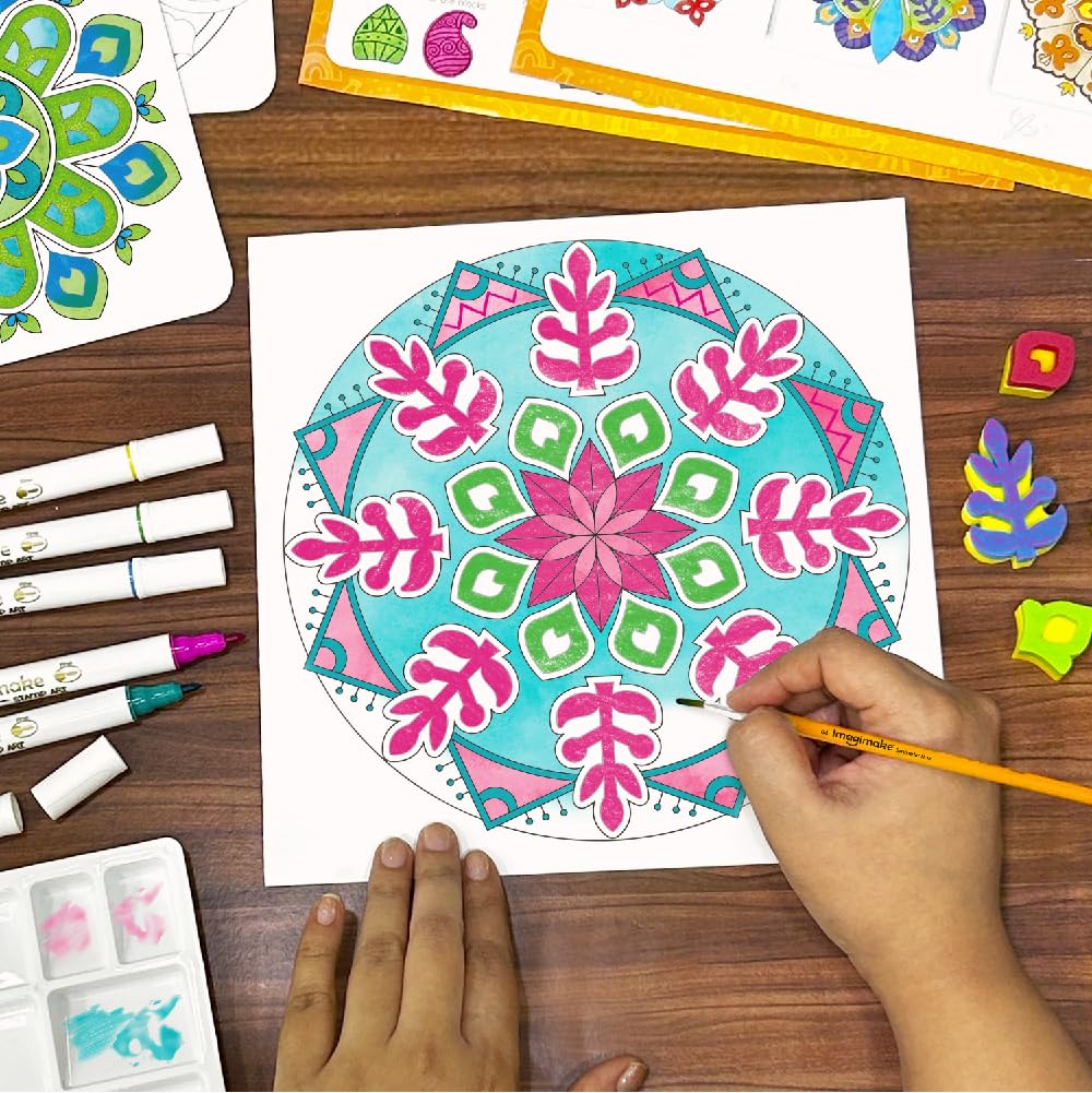 Imagimake Mandala Art Kit | Watercolor Paint Set | 12 Exciting Mandala Projects in Arts and Crafts for Kids Ages 8-12-14-16 | Craft Kits for Adults & Kids | 8 Year Old Girl Birthday Gifts | Grocsy