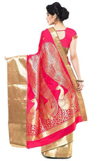 Varkala Silk Sarees Women's Paithani Silk Blend Saree With Blouse Piece | Grocsy