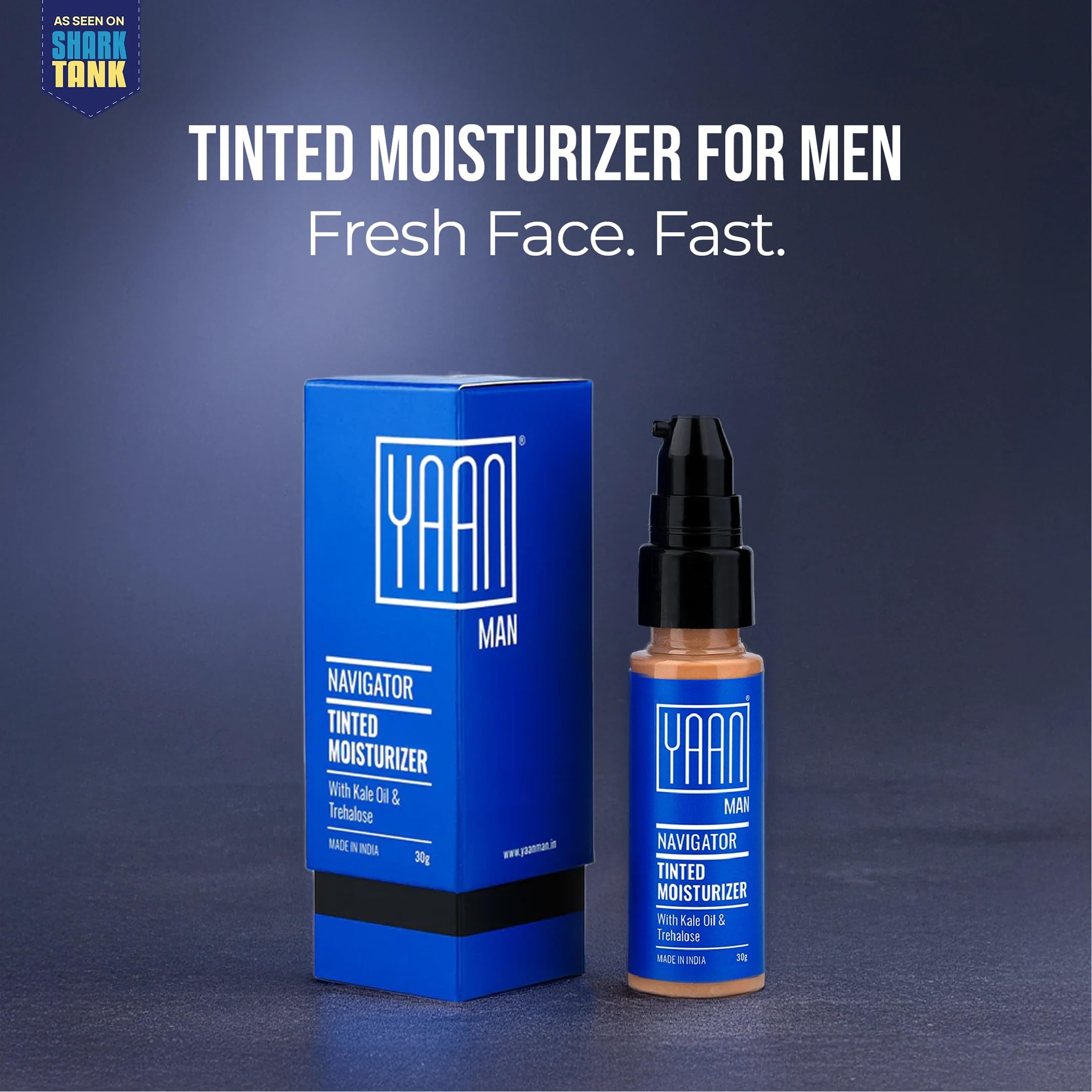 Yaan Man Tinted Navigator Moisturizer for Men With Kale Oil & Trehalose | Grocsy