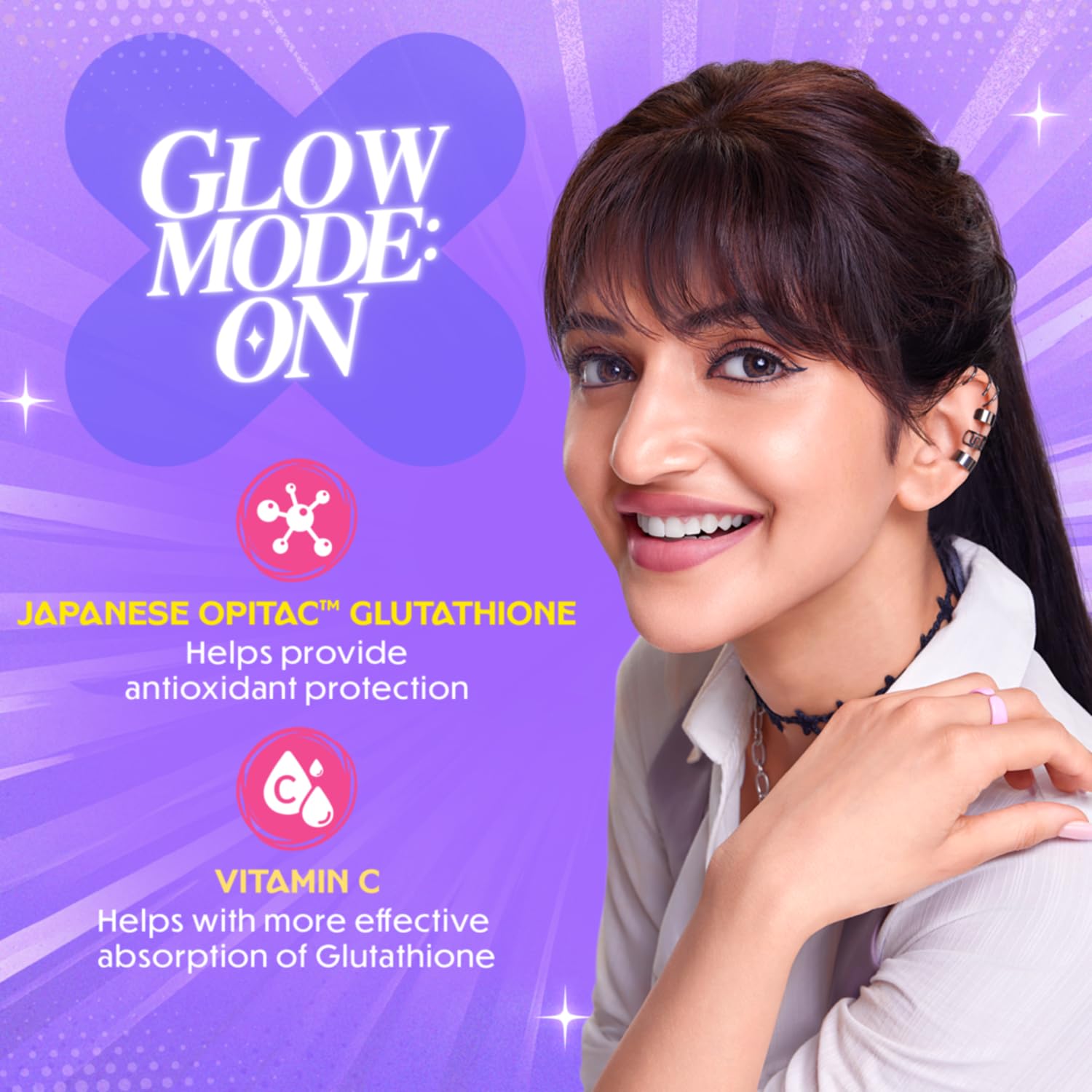 Chicnutrix Glow 500mg Effervescent Tablets - Strawberry & Lemon Flavor, For Glow & Radiance Skin | Grocsy