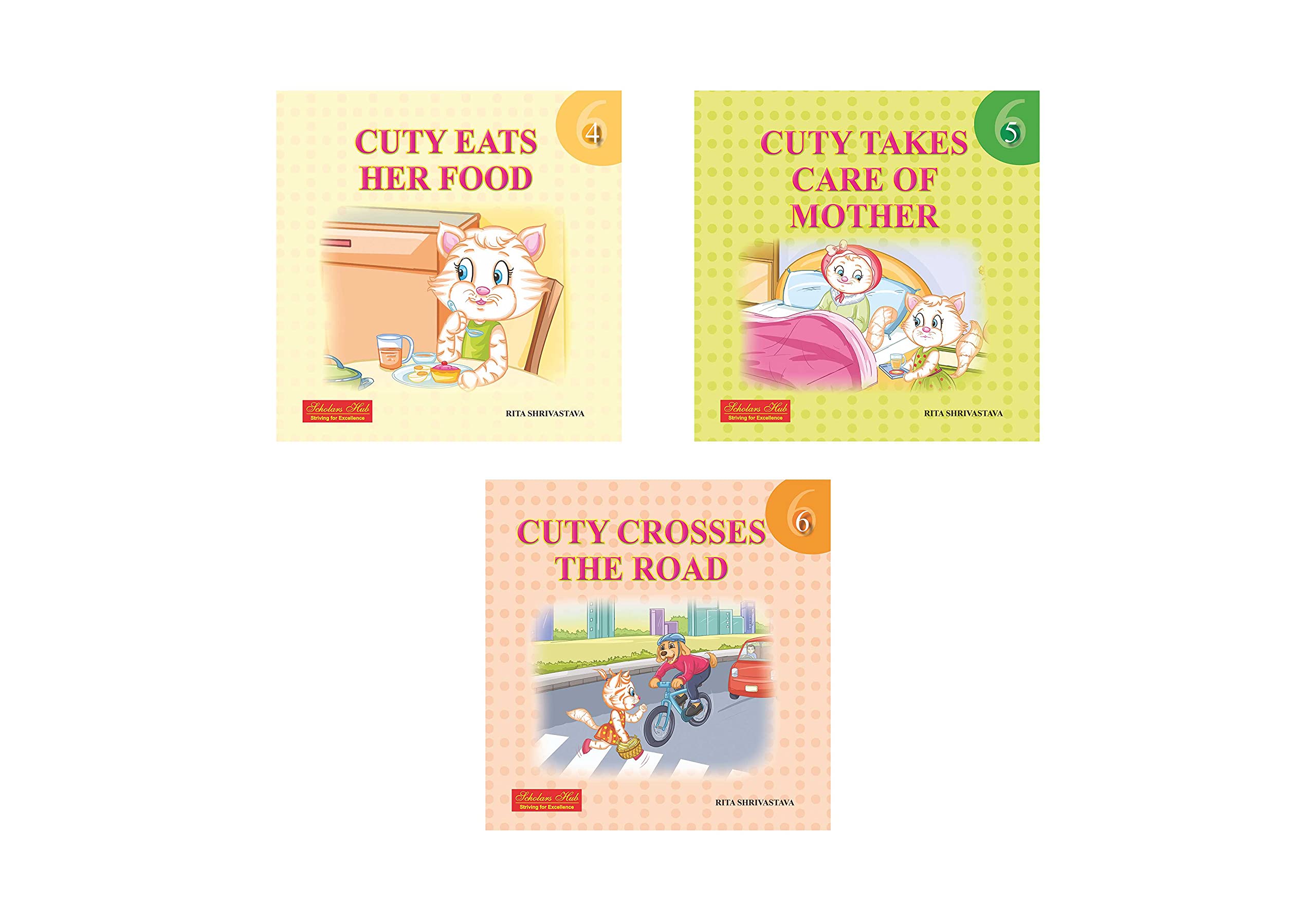 Storybook For Kids: Scholars Hub Cuty Story Books Part 4-6 (Set Of 3 Books) (Positive Values Storybooks) (Illustrated) | 60 Pages | Character Building Stories For Kids | Grocsy