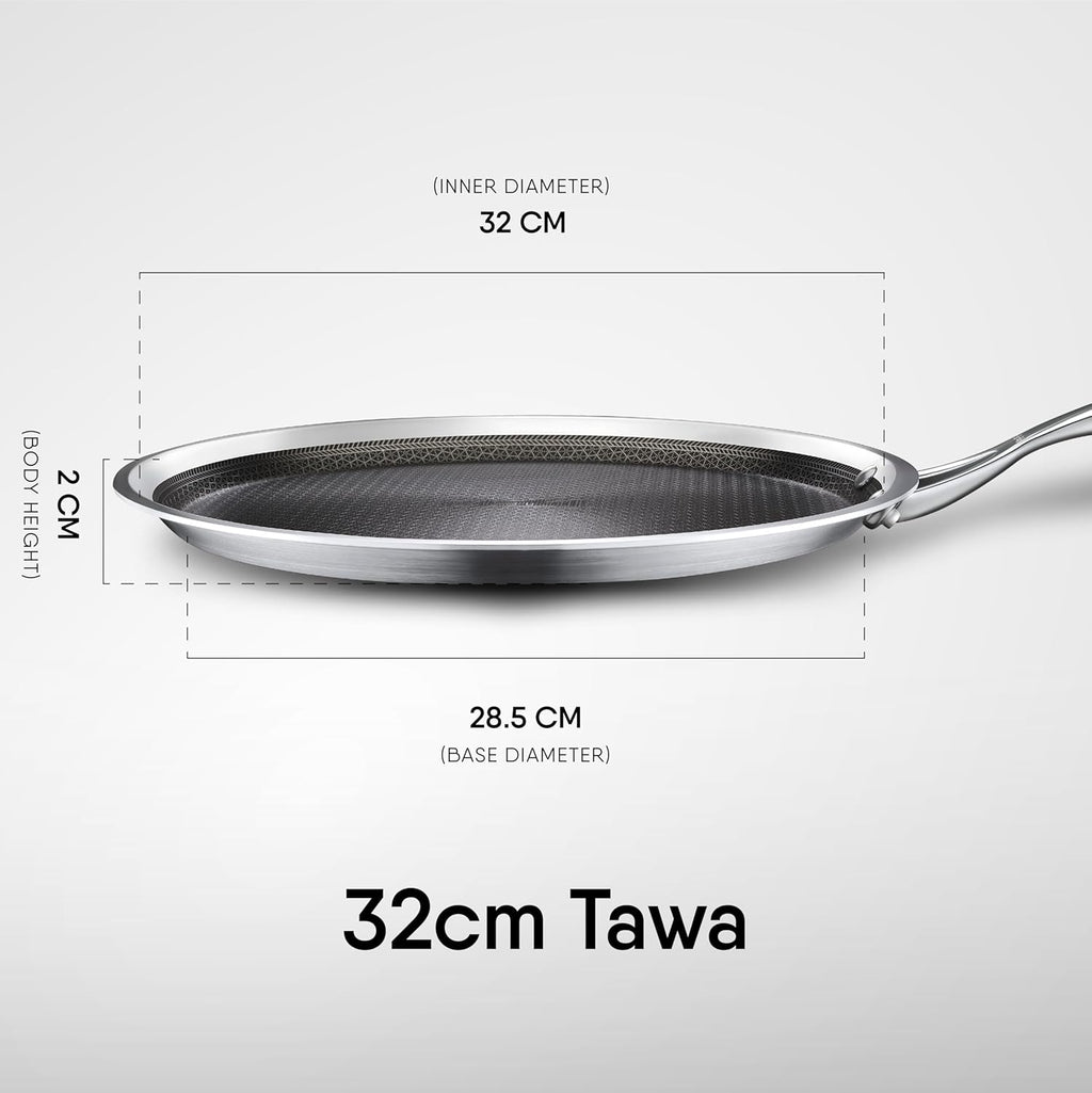 Stahl Artisan Hybrid Triply 32 cm Dosa Tawa | Grocsy