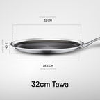 Stahl Artisan Hybrid Triply 32 cm Dosa Tawa | Grocsy