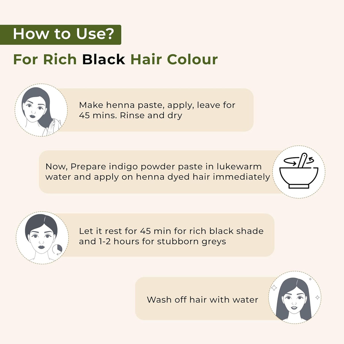 Indus Valley Bio Organic 100% Pure Indigo Powder & Herbal Henna Powder Hair Color Combo Kit for Natural Hair Dyeing - Black Indigo - 100 gm Each Without Preservatives | Grocsy