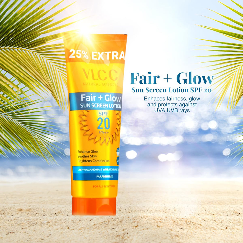 VLCC Fair+Glow Sun Screen Lotion SPF 20 PA++ | Grocsy