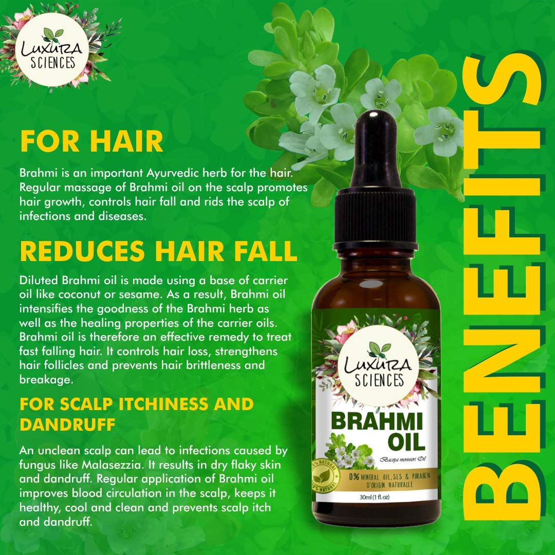Luxura Sciences Organic Brahmi Oil for Hair Growth | Grocsy