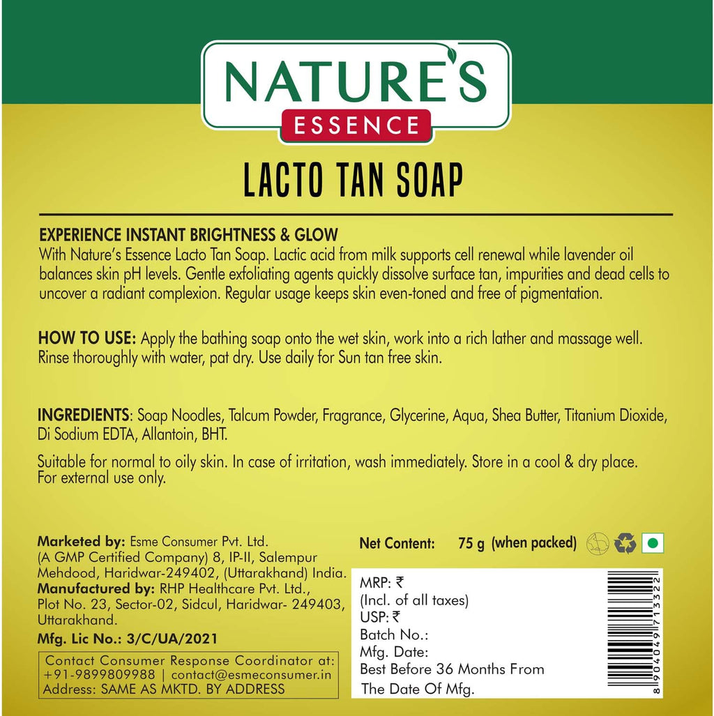 Nature's Essence Caressence Lacto Tan Removal Bathing Soap | Grocsy