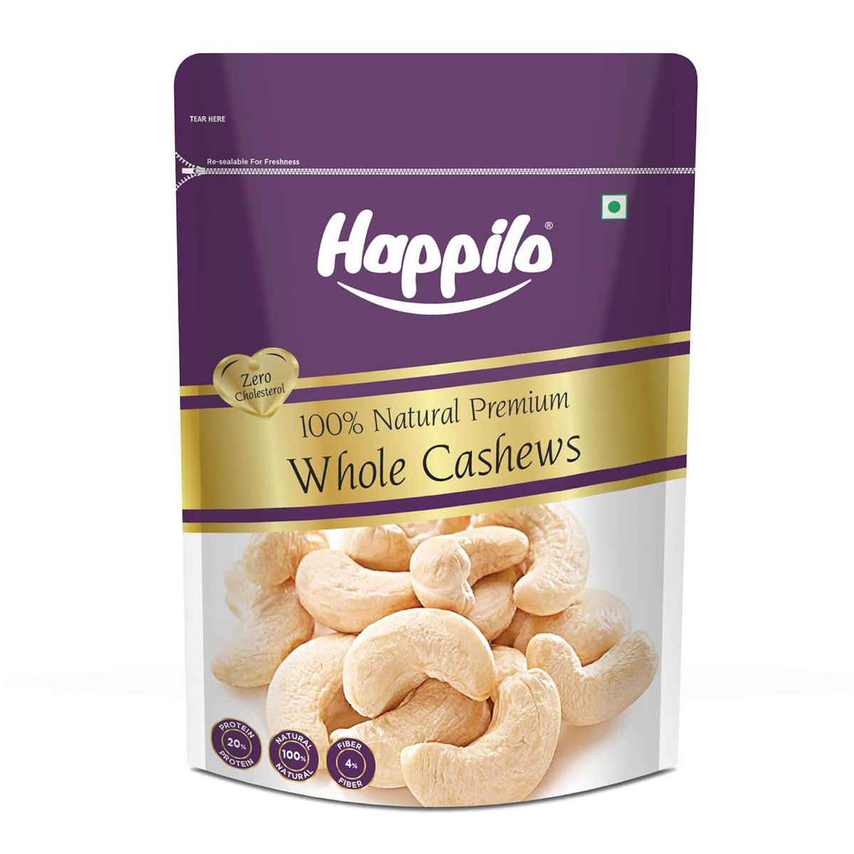 Happilo Premium Whole Cashew Nuts | Grocsy