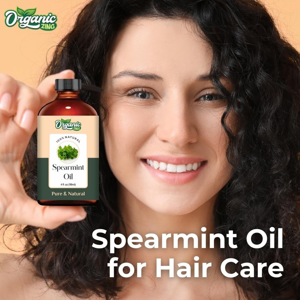 Organic Zing Spearmint (Mentha Spicata) Oil | Pure & Natural Essential Oil for Aroma, Diffusers & Haircare | Grocsy