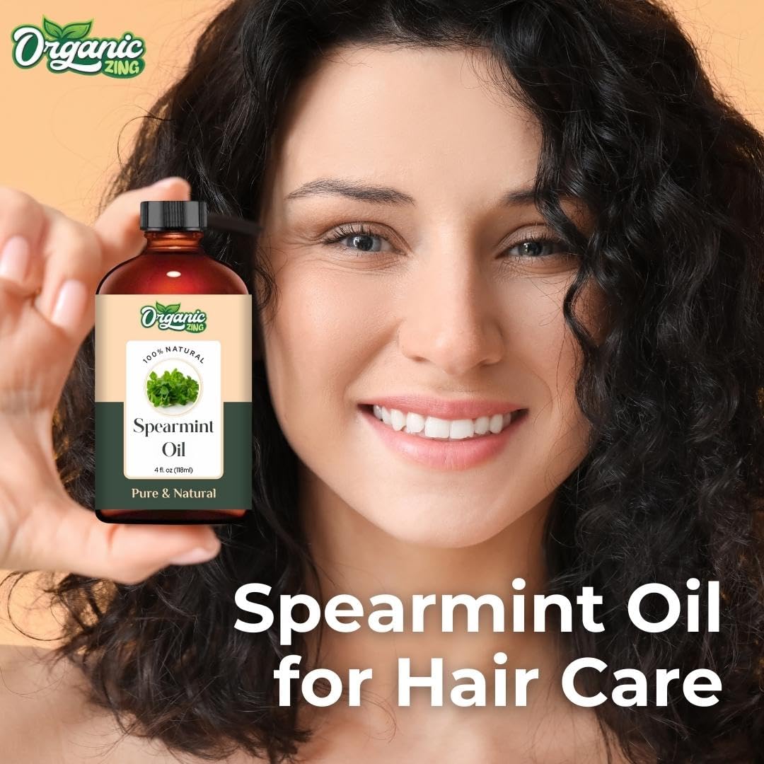 Organic Zing Spearmint (Mentha Spicata) Oil | Pure & Natural Essential Oil for Aroma, Diffusers & Haircare | Grocsy