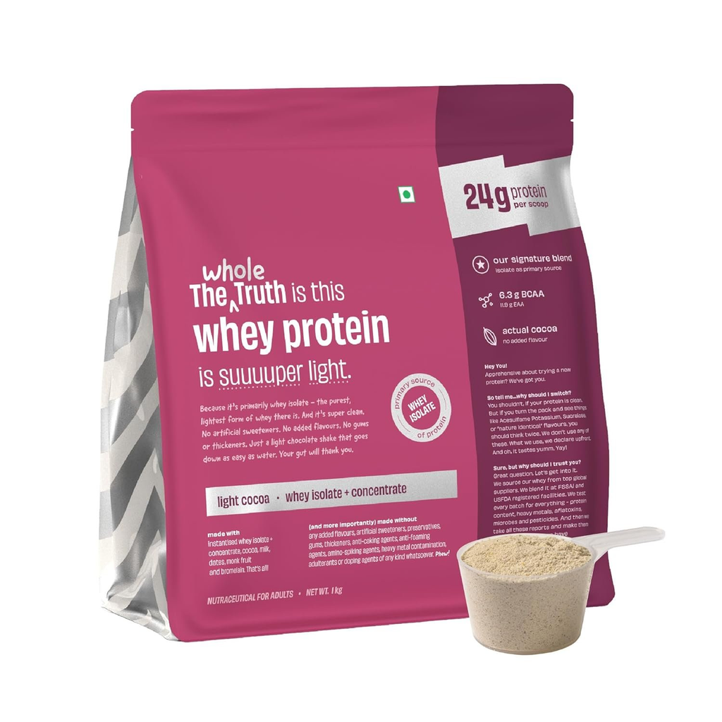 The Whole Truth Whey Protein Isolate+Concentrate - Light Cocoa | Grocsy