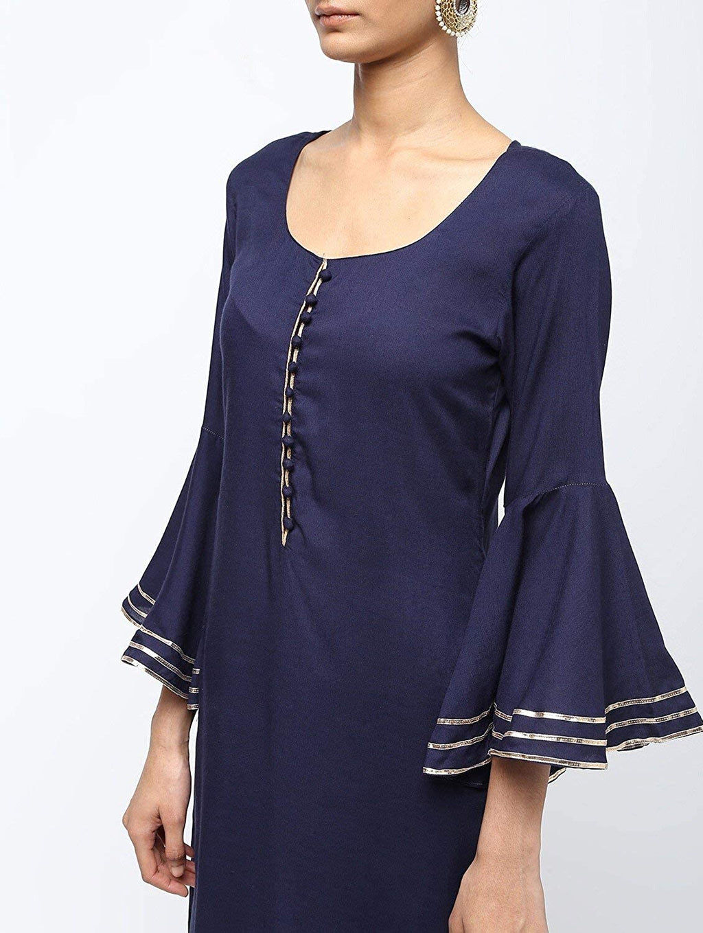 Cheera Straight Kurta With Bell Sleeve Gotta Work Design And Straight Gotta Work Plazo Pant | Grocsy