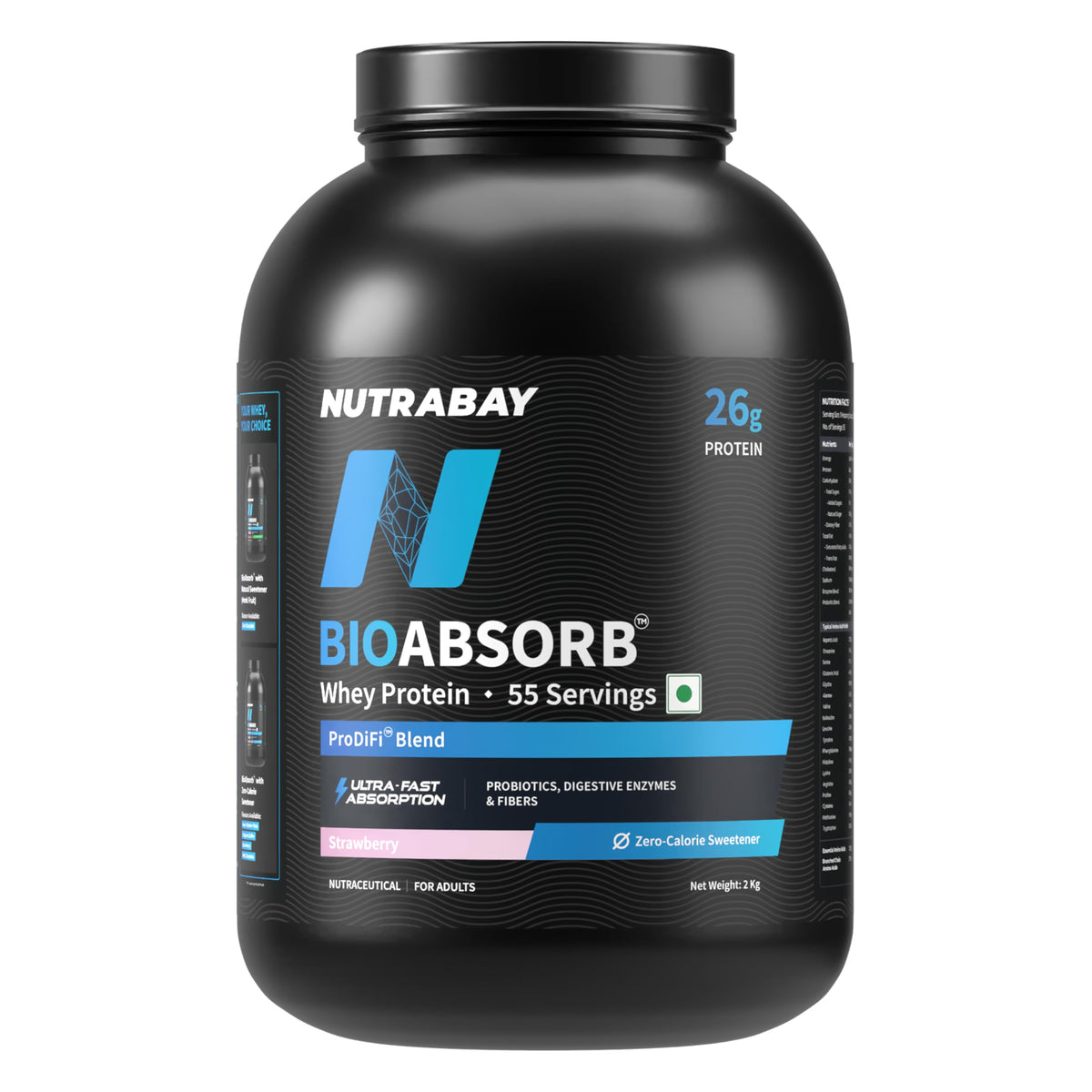 Nutrabay BioAbsorb Whey ProDiFi for Ultra-Fast Absorption - Strawberry Flavour | Grocsy