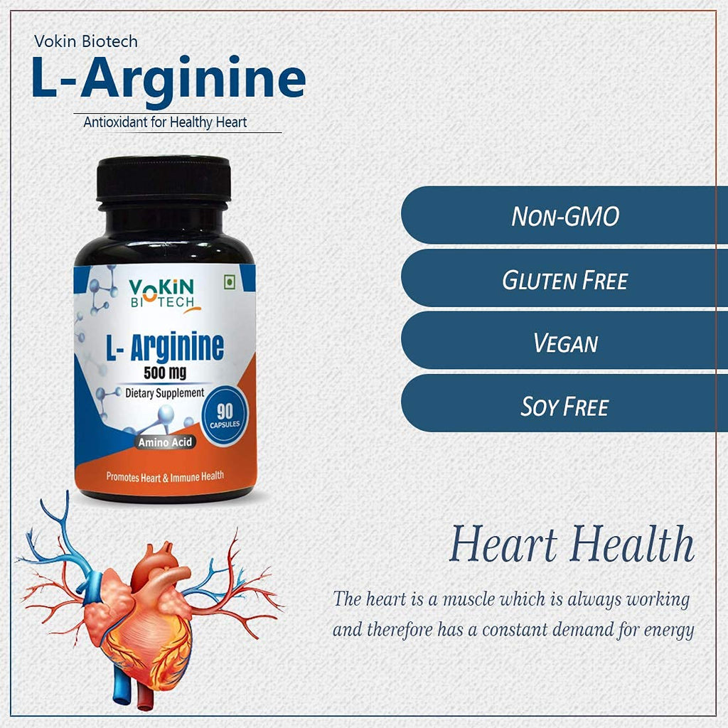 Vokin Biotech L Arginine 500mg With Essential Amino Acid and Nitric Oxide | Grocsy