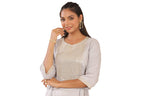 Juniper Women's Grey Zari Embroidered Rayon Dobby Maxi Dress | Grocsy