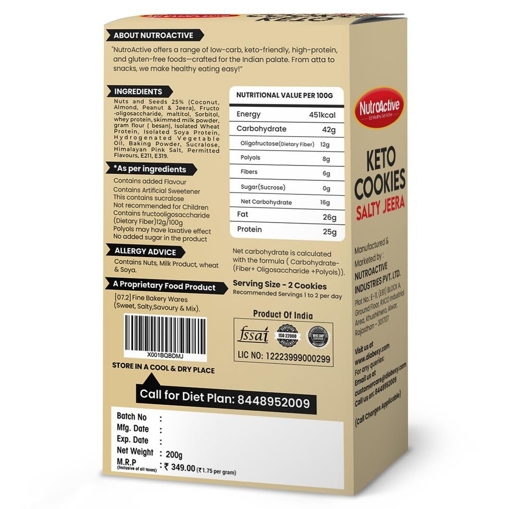 NutroActive Keto Jeera Cookies Salted | Grocsy