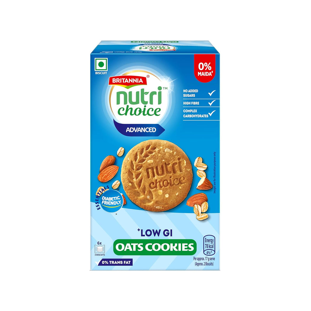 Britannia NutriChoice Essentials Oats Cookies - No Added Sugar | Grocsy