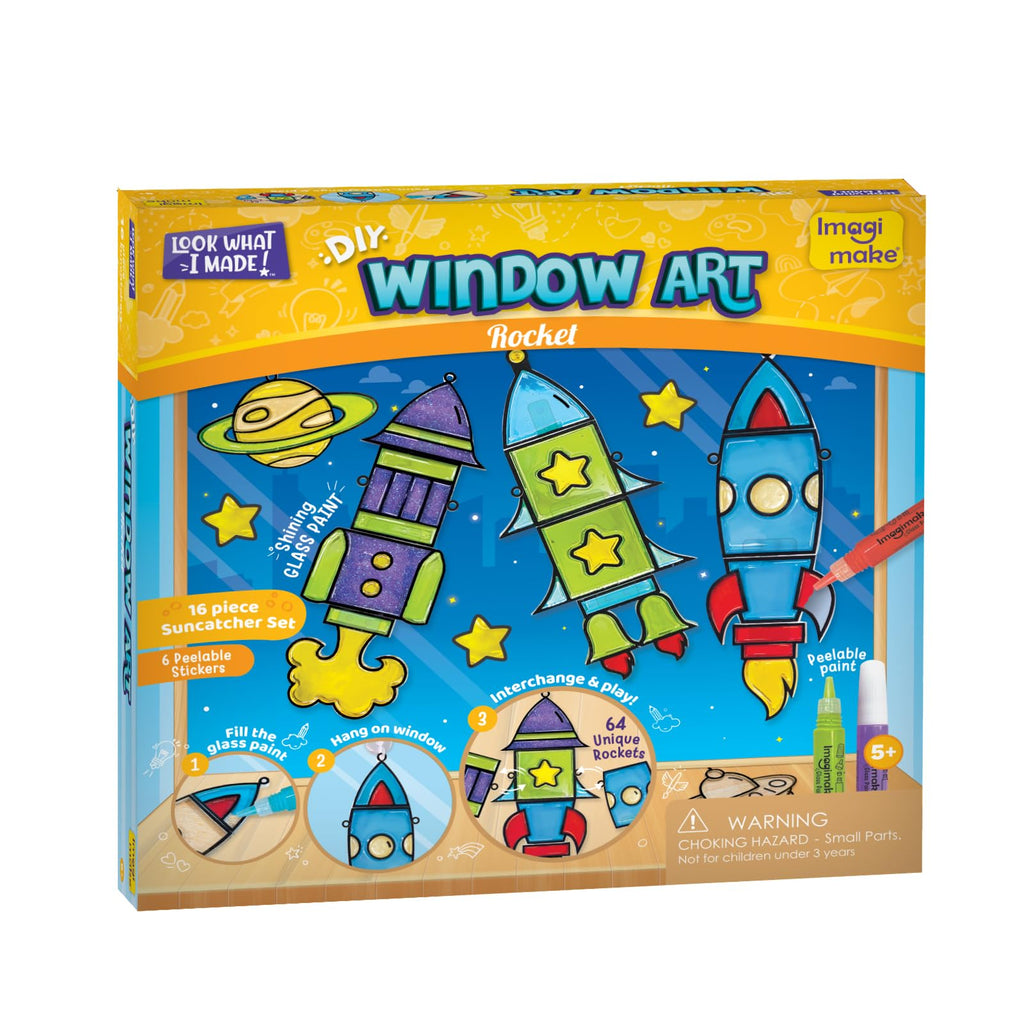 Imagimake Window Art for Kids - Rocket | Suncatcher Kits for Kids, Arts and Crafts for Ages 6-8 | Birthday Gifts for 5 6 7 8 9 10 11 12 Years Old Boys & Girls | Grocsy