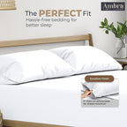 Ambra Linens Ultra Soft Pillow Protectors 400TC Set of 2 Breathable Pillow Covers-White | Grocsy