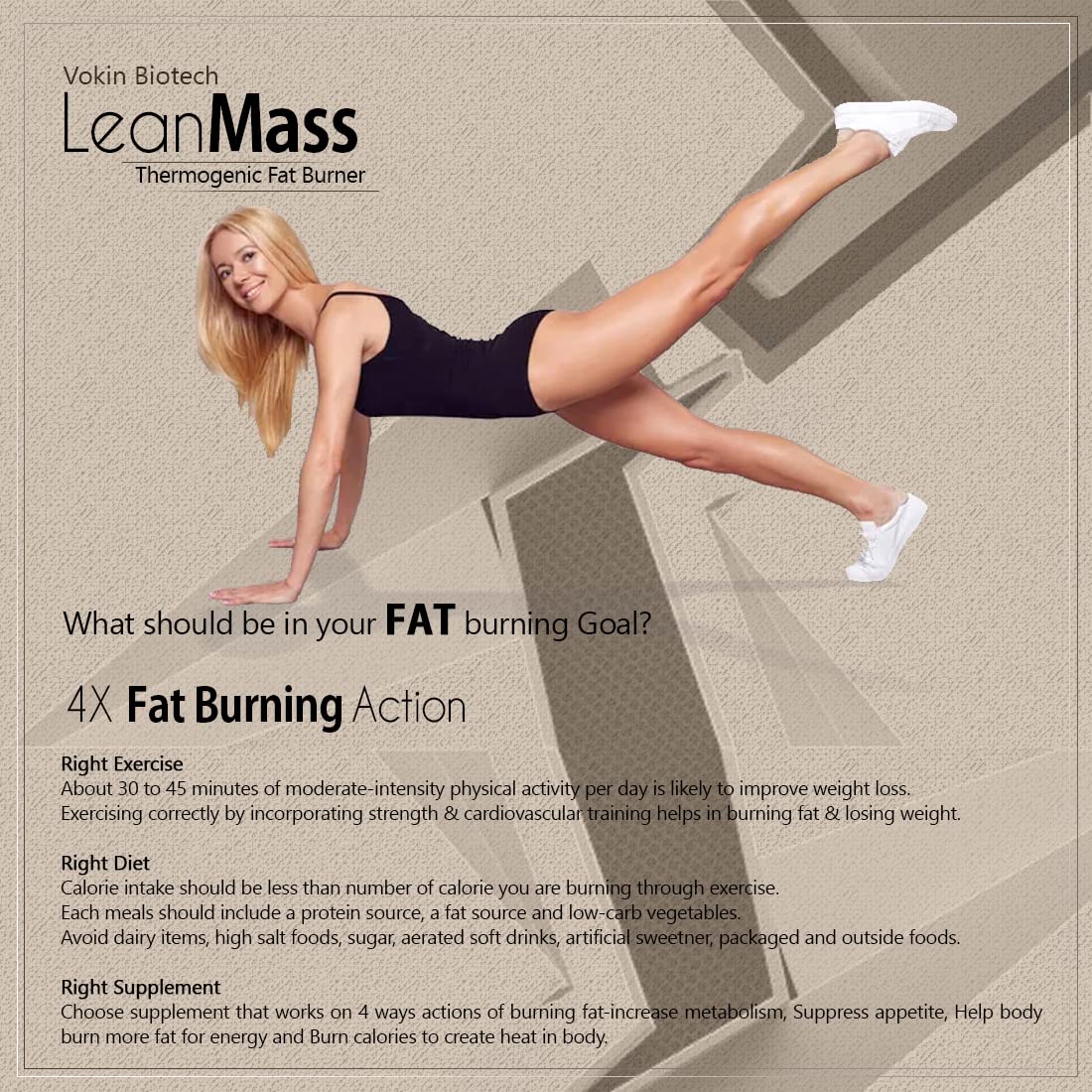 Vokin Biotech Lean Mass Thermogenic Fat Burner with Green tea Extract, N Acetyl L Carnitine, Garcinia Cambogia Weight loss product for Men & Women | Grocsy