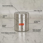 Sumeet Stainless Steel Small Canisters/Jars/Ubha Dabba/Storage Containers set of 6Pcs, 750 ML Capacity Each | Grocsy